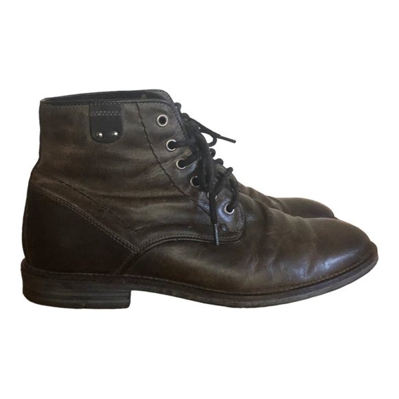 Steve Madden ULTIMATE Leather Boots Lace Up Rugged Gray - Picture 1 of 13